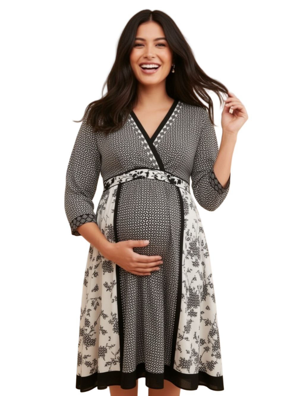 A Pea in the Pod Mixed Pattern Maternity Dress